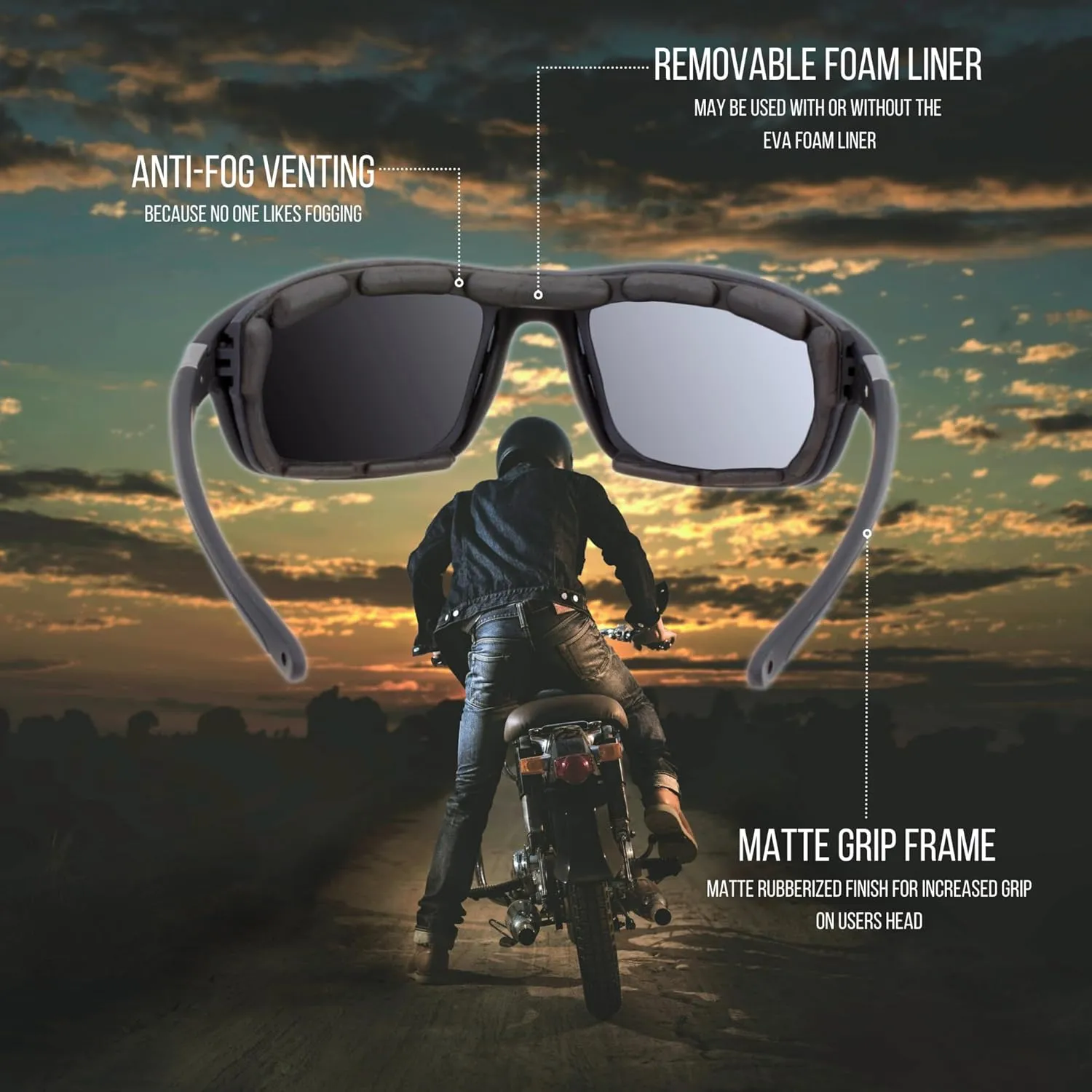 WYND Blocker Polarized Dry Eye Wind Resistant Sunglasses Motorcycle Glasses (Model 335 Polarized)