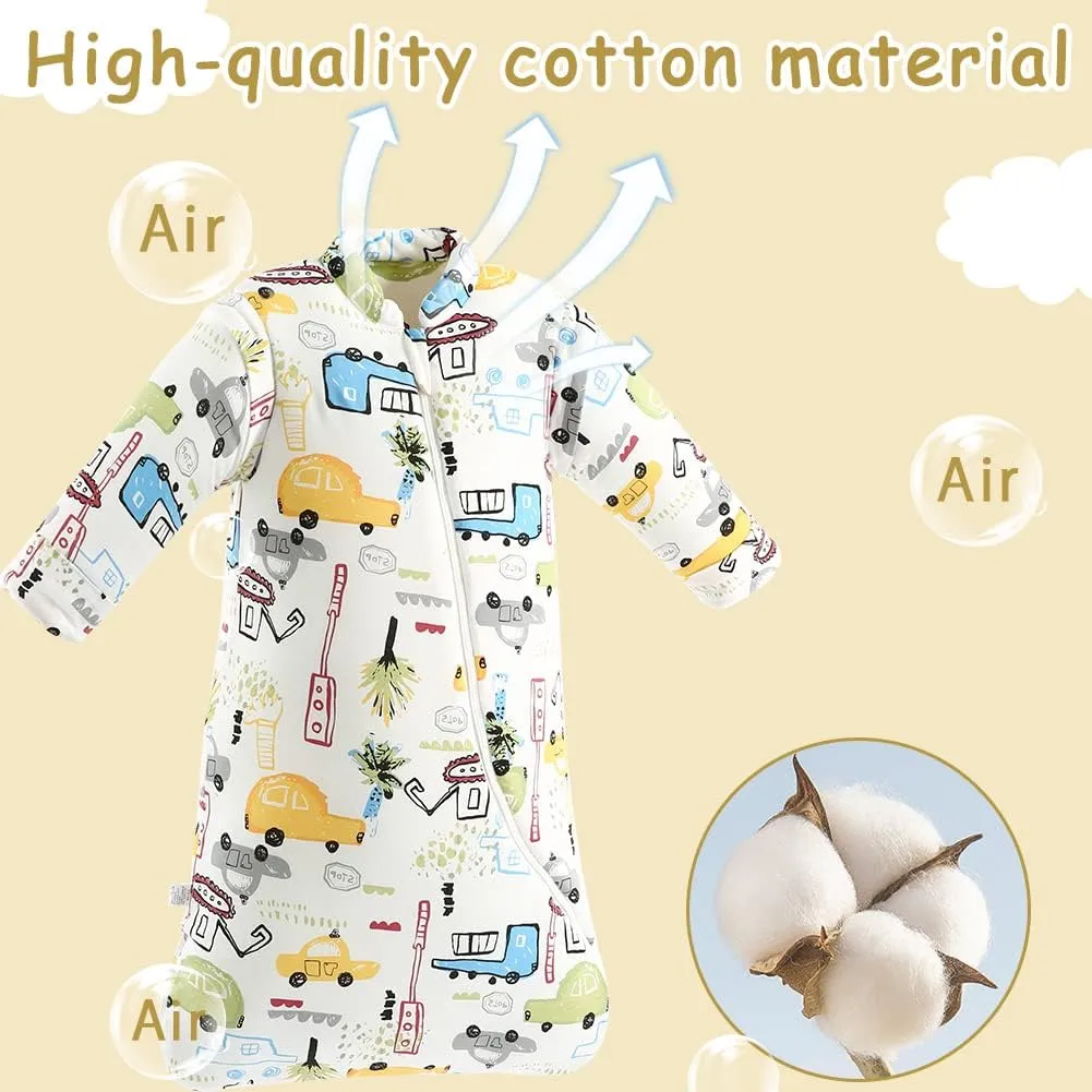 XIFAMNIY Baby Wearable Blanket Toddler Kids Sleeping Bag Detachable Long Sleeve Swaddle 0-5T……