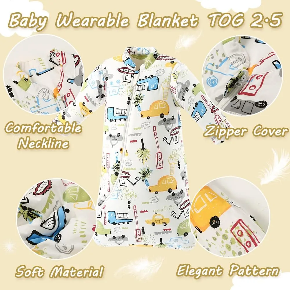 XIFAMNIY Baby Wearable Blanket Toddler Kids Sleeping Bag Detachable Long Sleeve Swaddle 0-5T……