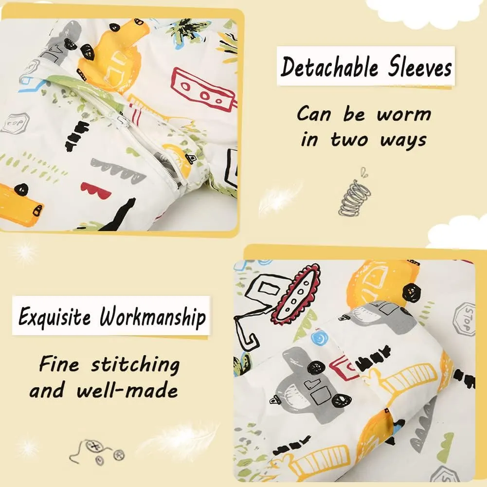 XIFAMNIY Baby Wearable Blanket Toddler Kids Sleeping Bag Detachable Long Sleeve Swaddle 0-5T……
