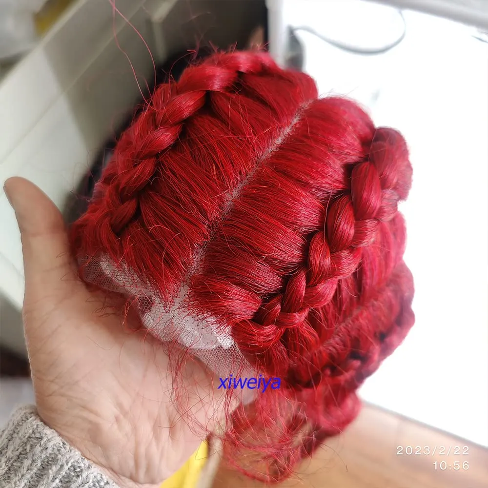 xiweiya Mixed Red Braided Wig - 4xTwist Braids with Baby Hairs, Lace Front Wig, 360 Swiss Lace Front, Bright Red Twisted Braids, 36in