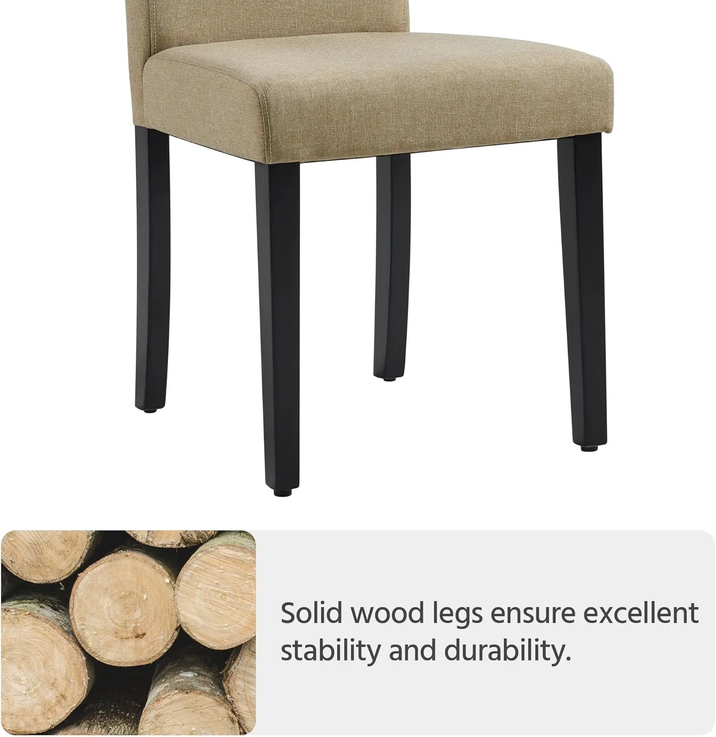 Yaheetech Dining Chairs Set of 4 Fabric Parson Upholstered Kitchen Chairs with Padded Seat and Solid Wood Legs for Dining Room/Restaurant, Armless Design, Khaki