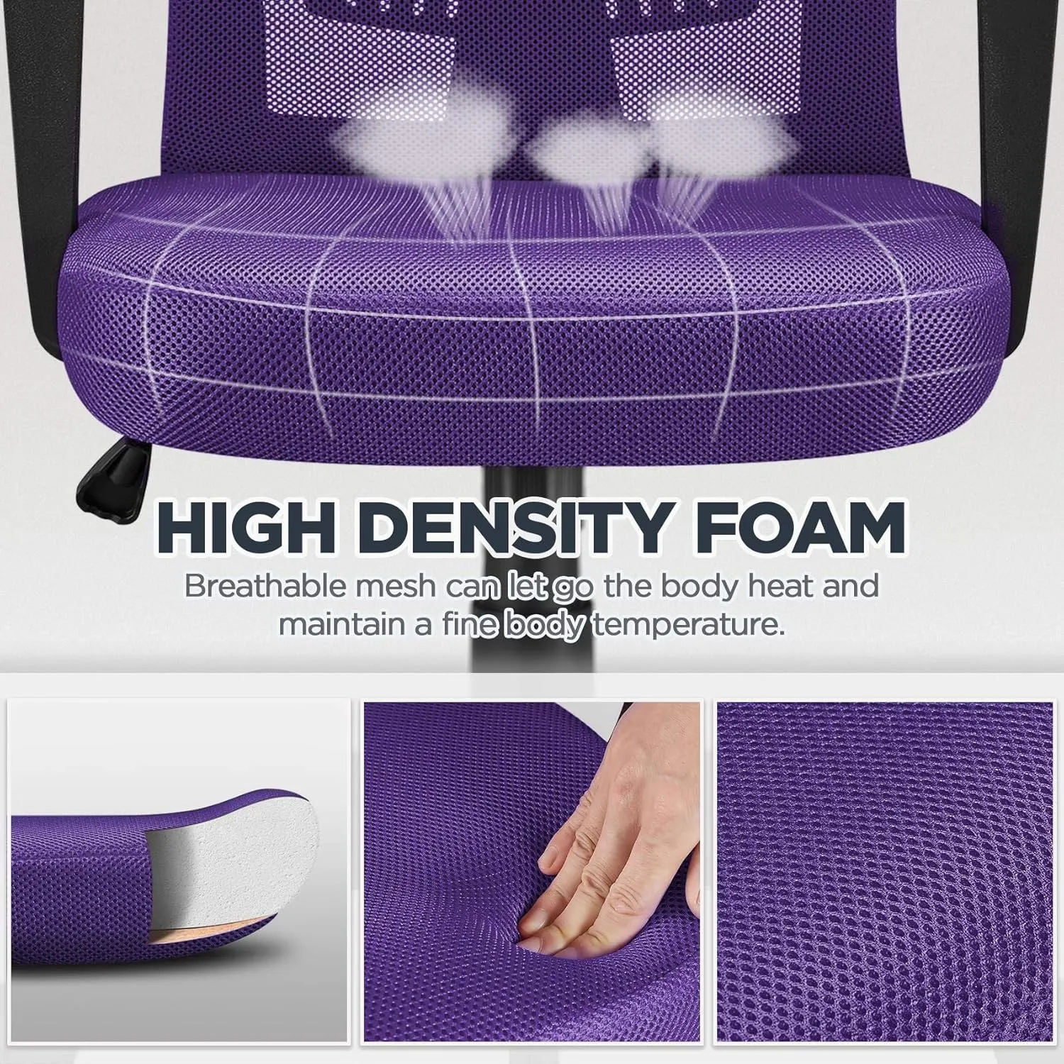 Yaheetech Mesh Office Desk Chairs Ergonomic Task Chairs with Adjustable Lumbar Support Mid Back Swivel Chair Purple