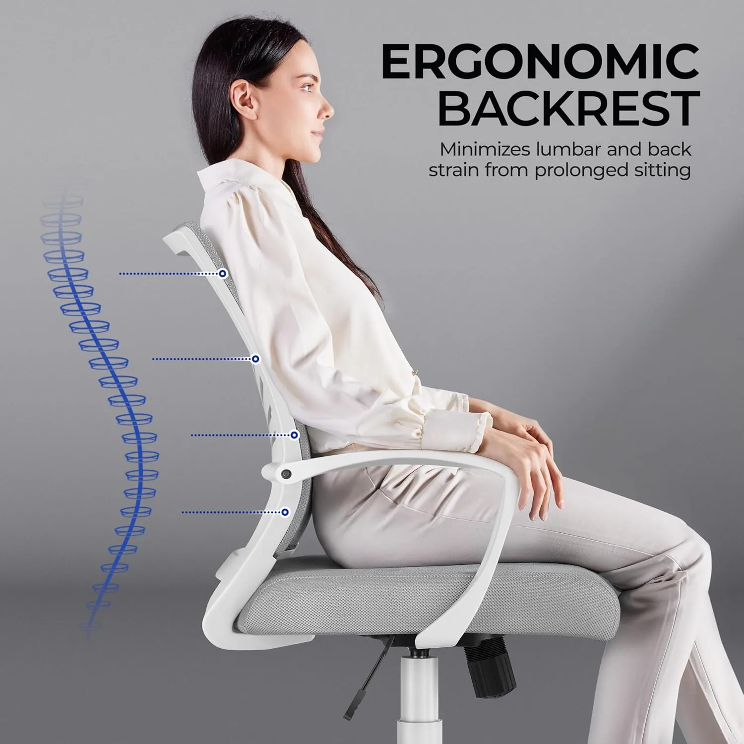 Yaheetech Office Chair Mesh Desk Chair Computer Chair Gaming Chair Adjustable Comfy Chair Swivel Ergonomic Chair for Home Office/Work/Study, Light Gray