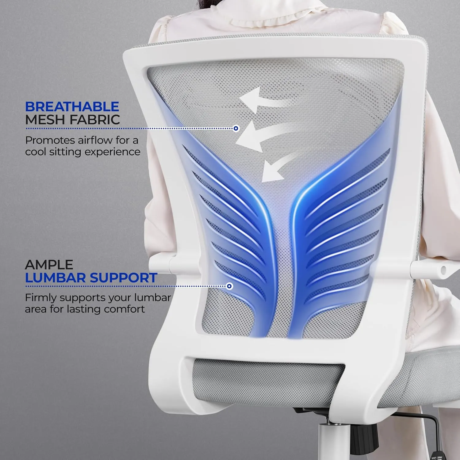 Yaheetech Office Chair Mesh Desk Chair Computer Chair Gaming Chair Adjustable Comfy Chair Swivel Ergonomic Chair for Home Office/Work/Study, Light Gray