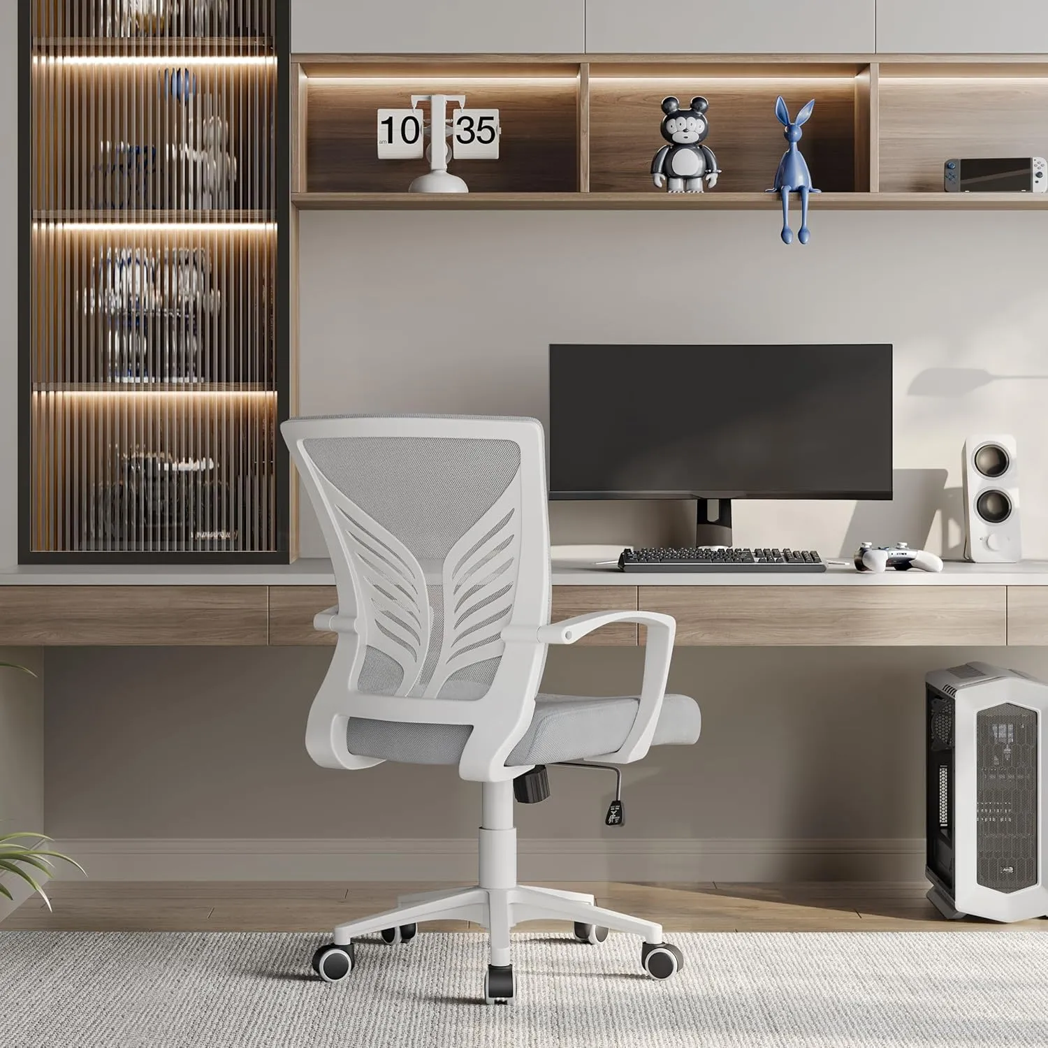 Yaheetech Office Chair Mesh Desk Chair Computer Chair Gaming Chair Adjustable Comfy Chair Swivel Ergonomic Chair for Home Office/Work/Study, Light Gray
