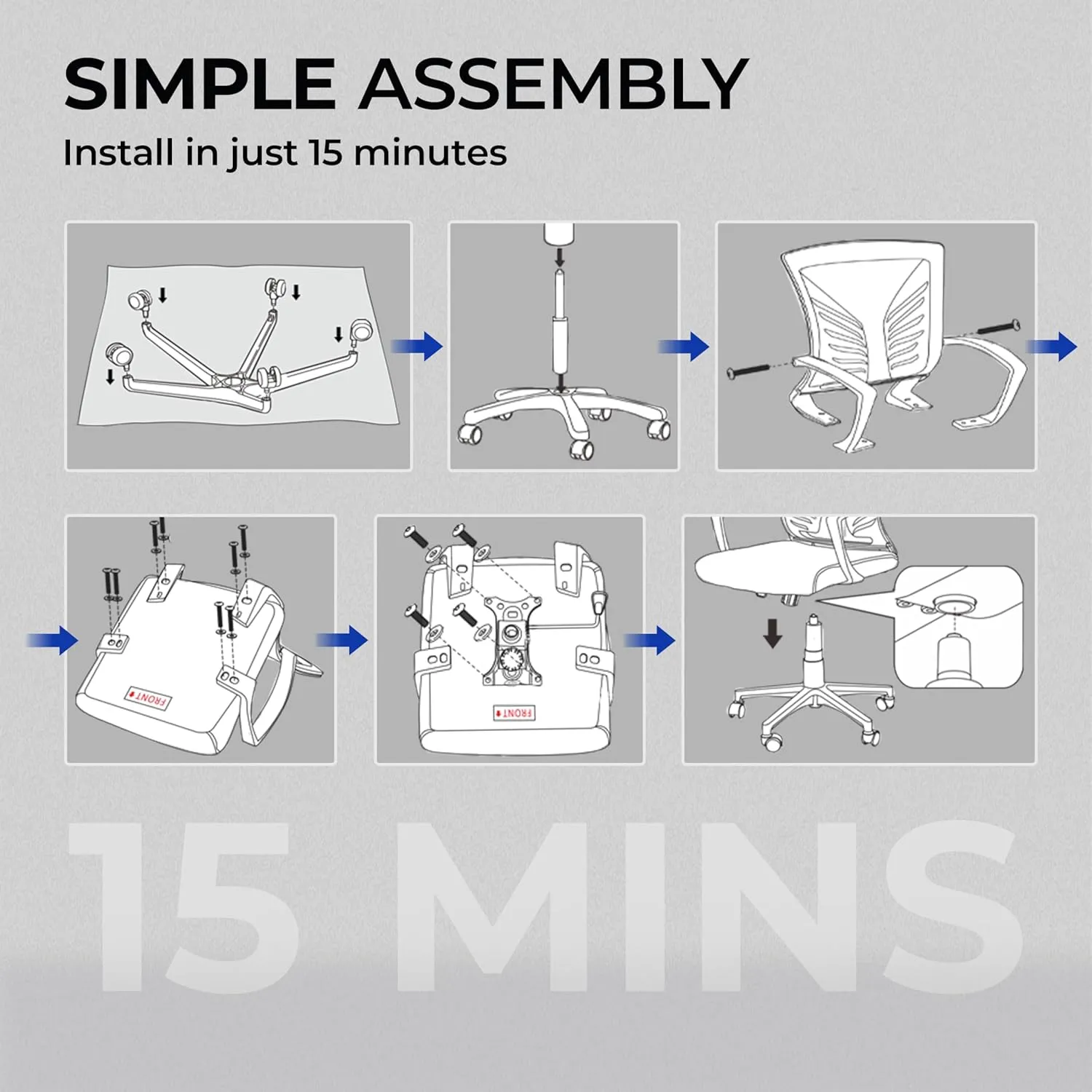 Yaheetech Office Chair Mesh Desk Chair Computer Chair Gaming Chair Adjustable Comfy Chair Swivel Ergonomic Chair for Home Office/Work/Study, Light Gray
