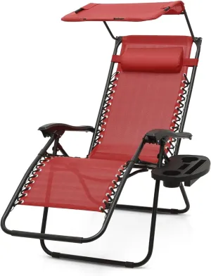 Zero Gravity Lounge Chair - Outdoor Recliner with Adjustable Sunshade Canopy, 330lbs Capacity, Detachable Tray, CAAP-BCC-B1P-MR