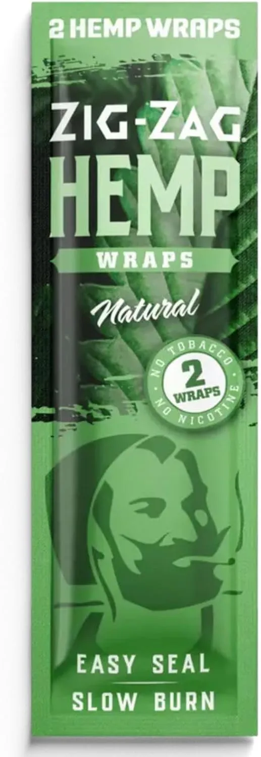 ZIG-ZAG Hemp Wraps 25-Pack - Natural (2 Wraps Per Pack) 100% Natural, Slow-Burning Hemp Wraps
