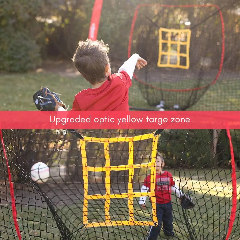 Zupapa 7 x 7 Feet Baseball Softball Net Tee Caddy Set, Hitting Pitching, Baseball Backstop Practice Net for Pitching Batting Catching for All Skill Levels, Carry Bag Strike Zone Included